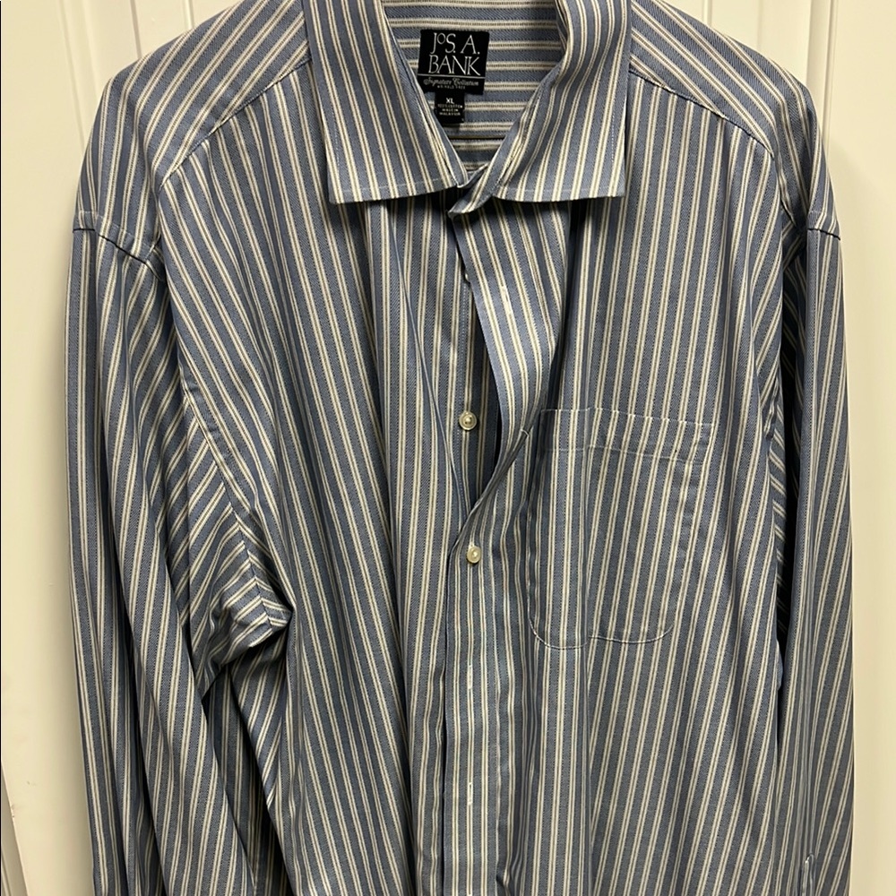 Jos. A. Bank Signature - 100% cotton Blue Striped Men's Shirt - XL
